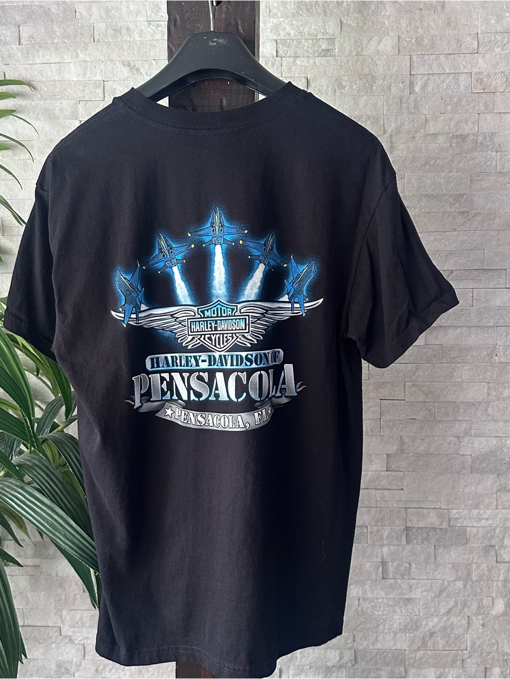 Harley-Davidson Pensacola Blue Angels Black Graphic Tee Size Large